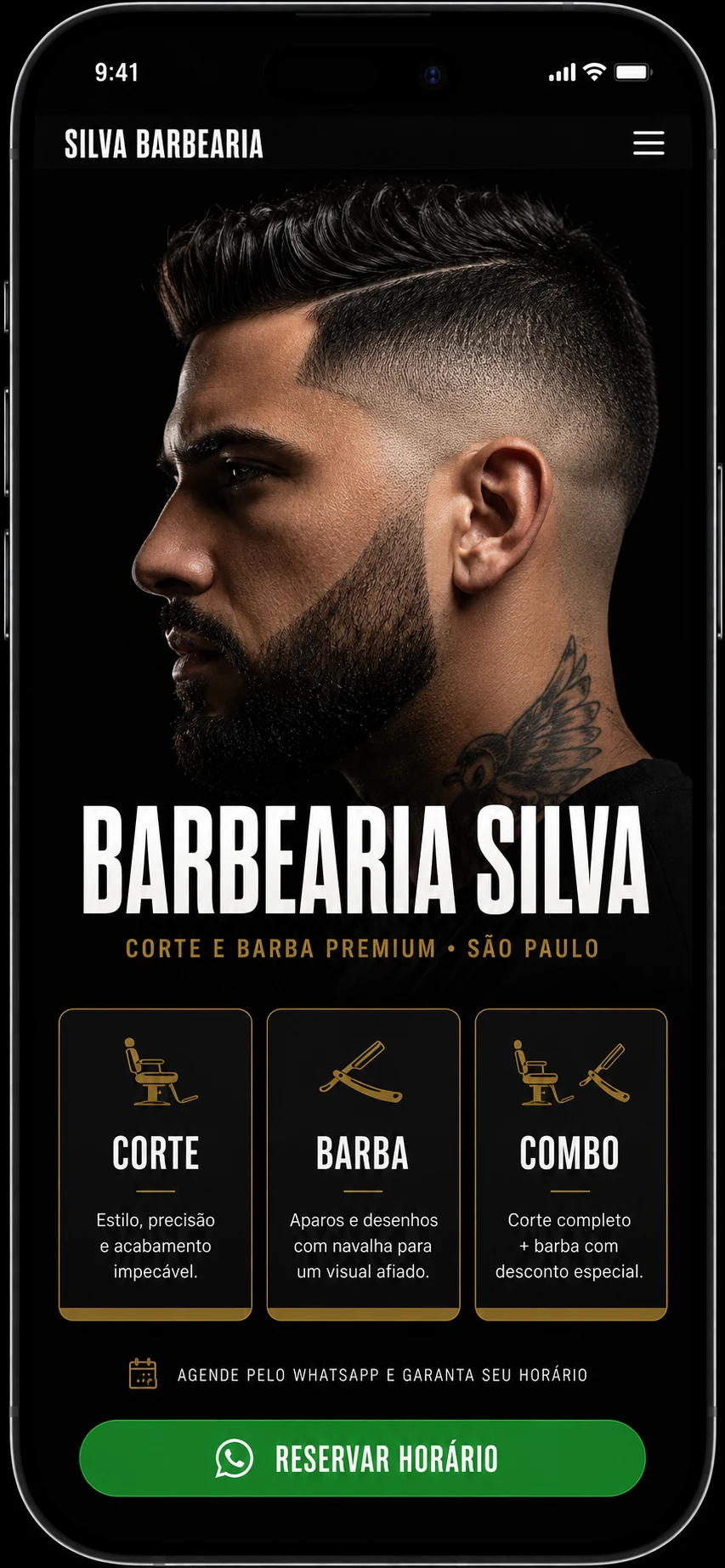 Exemplo de site para barbeiro